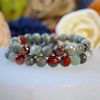 Bloodstone faceted 8mm beaded bracelet