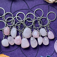 Rose Quartz Tumble Stone Keychain