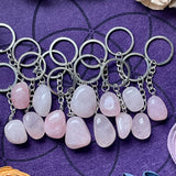 Rose Quartz Tumble Stone Keychain