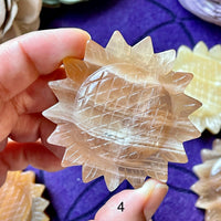 Honey Calcite Sunflower Carving