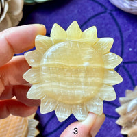 Honey Calcite Sunflower Carving