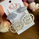 Blue Lace Agate Dangling Eye Earrings