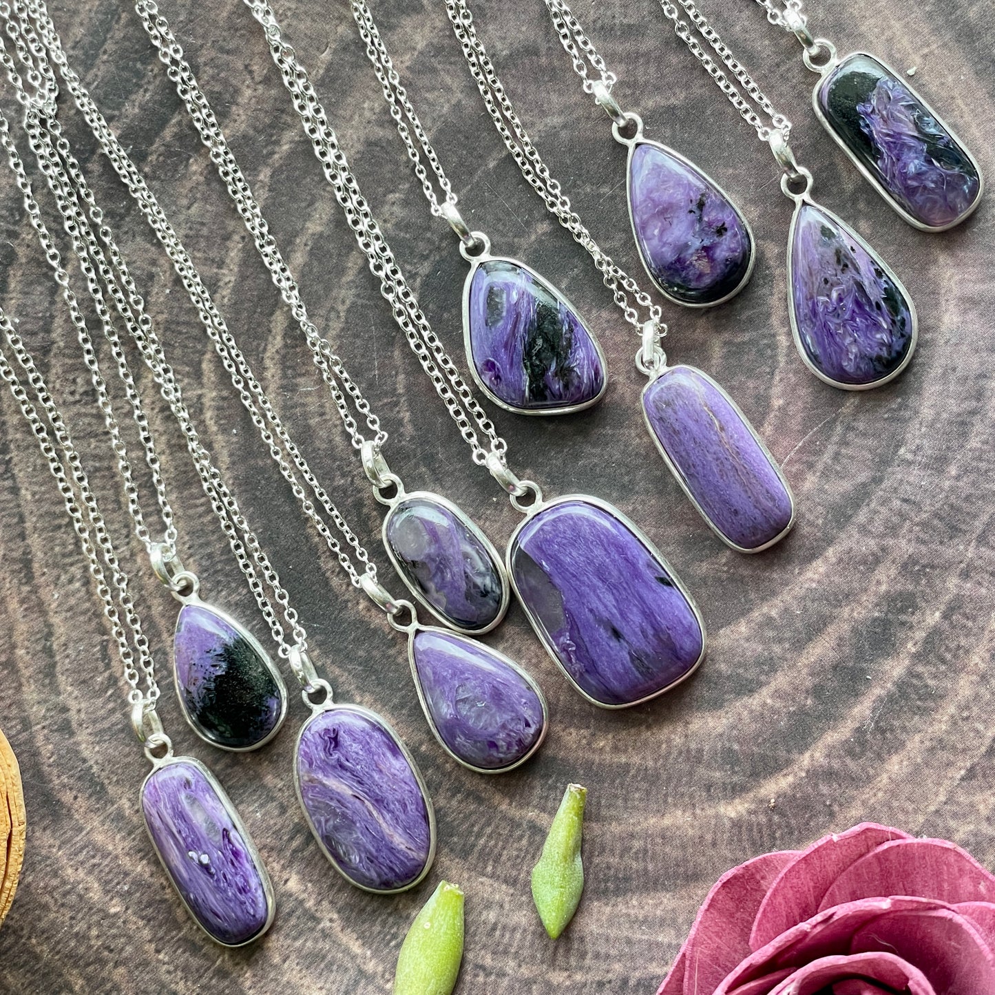 Charoite Sterling Silver Pendant Necklace