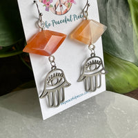 Carnelian Hamsa Hand Dangling Earrings