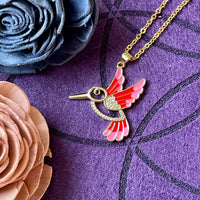 Gold Hummingbird Charm Necklace