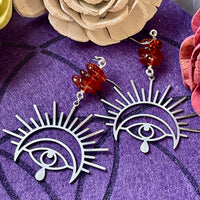 Amber Eye Dangling Earrings