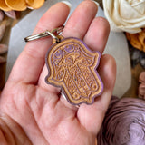 Hamsa Hand Wood Keychain