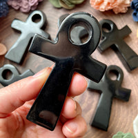 Obsidian Ankh Carving