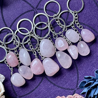 Rose Quartz Tumble Stone Keychain