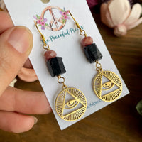 Black Tourmaline Dangling Eye Earrings