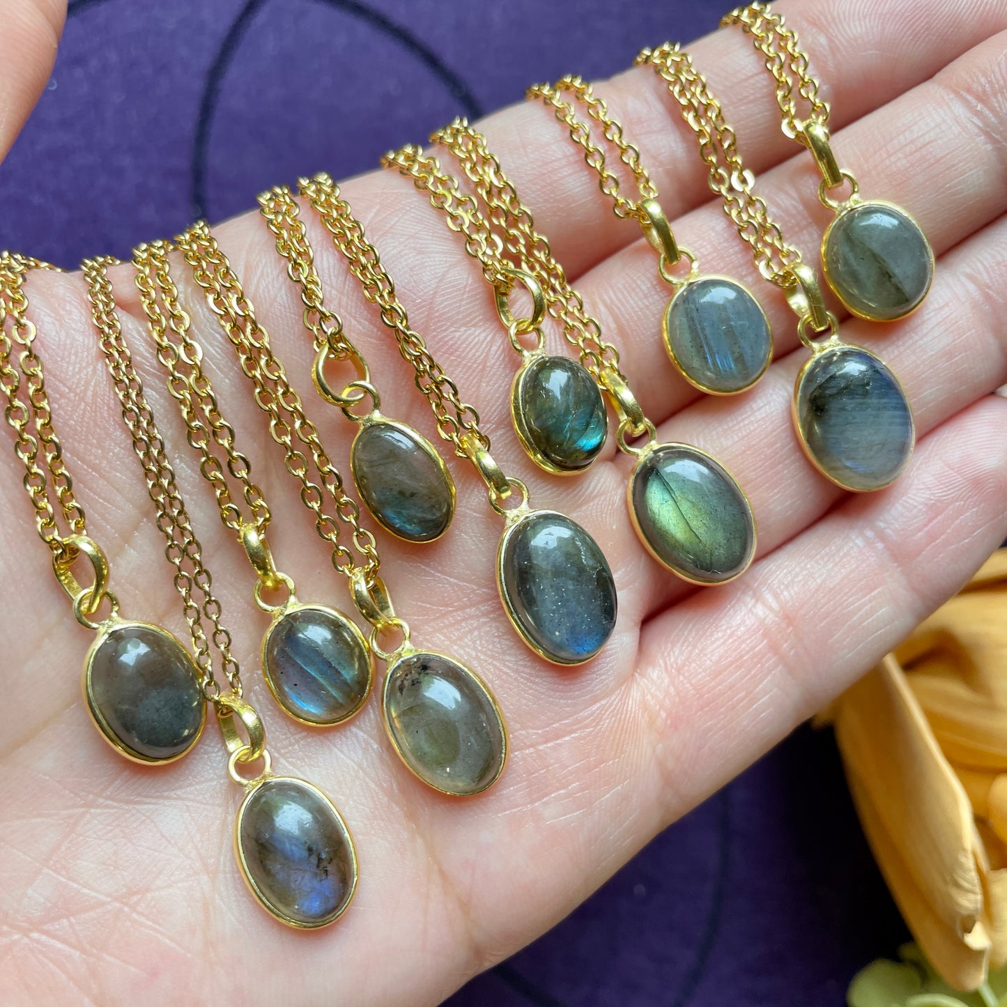 Labradorite Gold Pendant Necklace