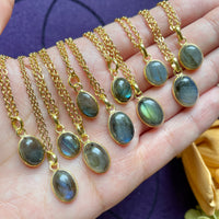 Labradorite Gold Pendant Necklace