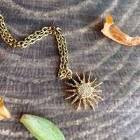 Small Gold Sun Charm Necklace