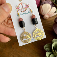 Black Tourmaline Dangling Eye Earrings