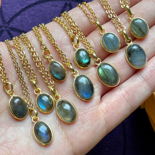 Labradorite Gold Pendant Necklace