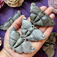 Silver Sheen Obsidian Moth Carving