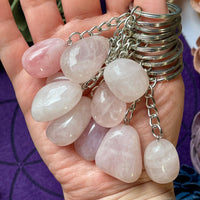 Rose Quartz Tumble Stone Keychain