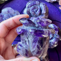Standing Amethyst Rose Carving