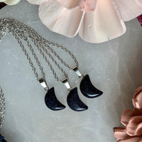Blue Goldstone Moon Necklace