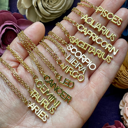 Gold Zodiac Sign Necklace (Choose Sign)