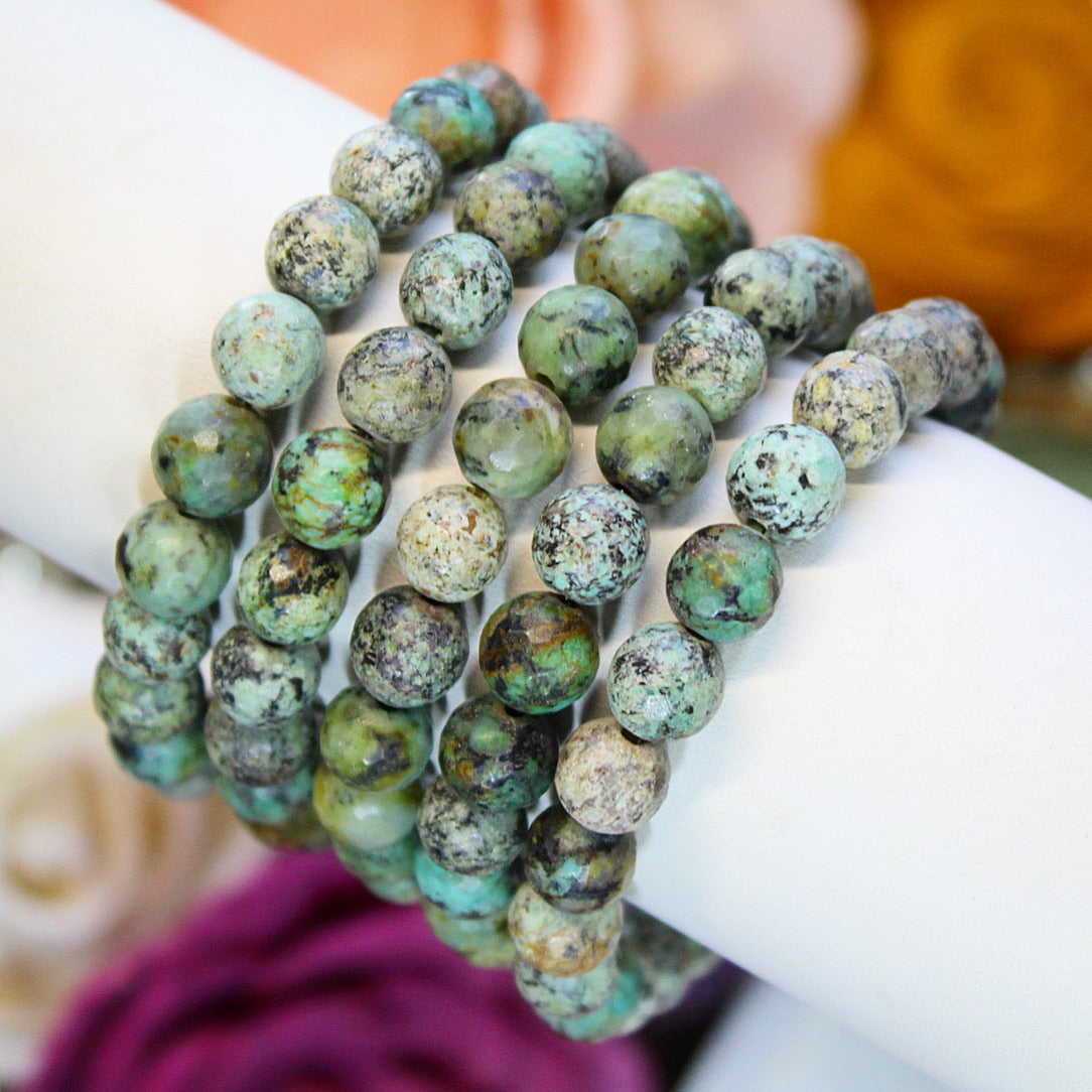 African Turquoise faceted 8mm beaded bracelet