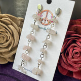 Dangling Rose Quartz Chip Earrings