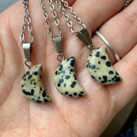 Small Dalmation Jasper Moon Necklace