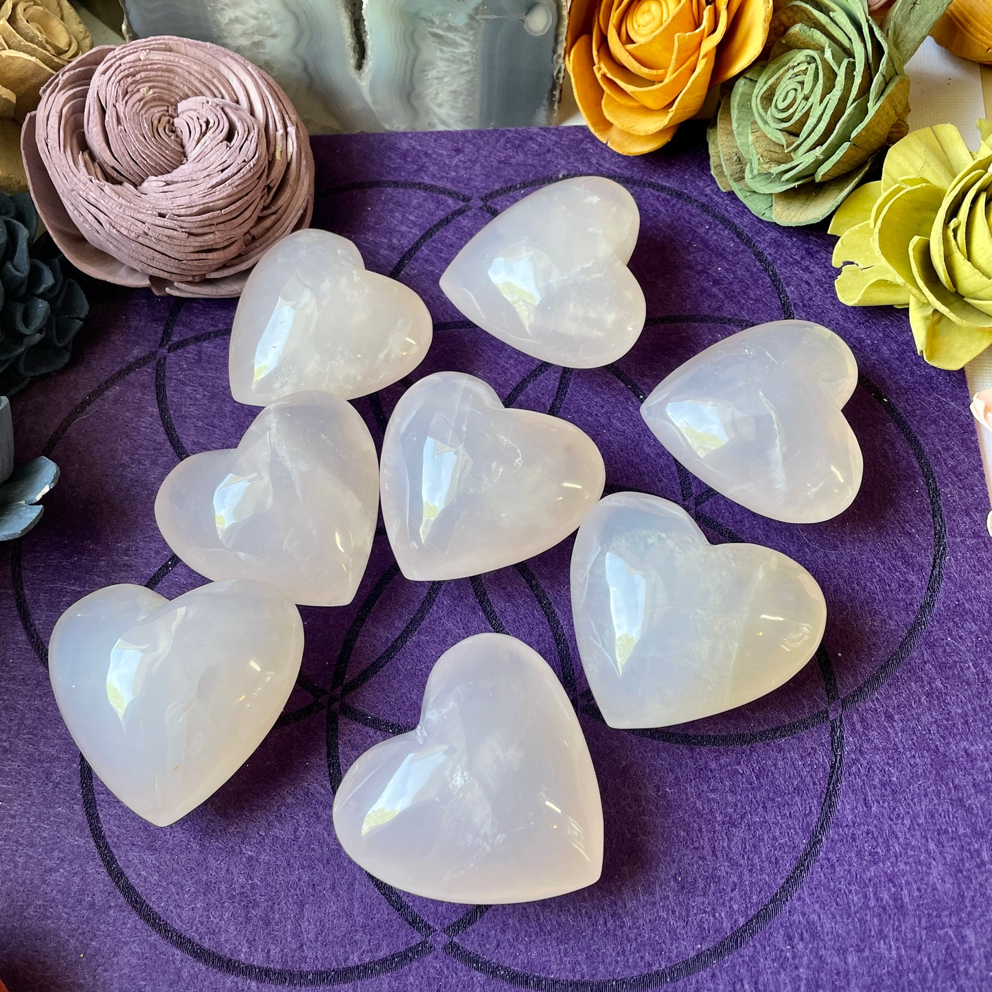 Blue Rose Quartz Puffy Hearts