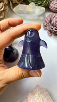 Short Purple Fluorite Ghost Carving