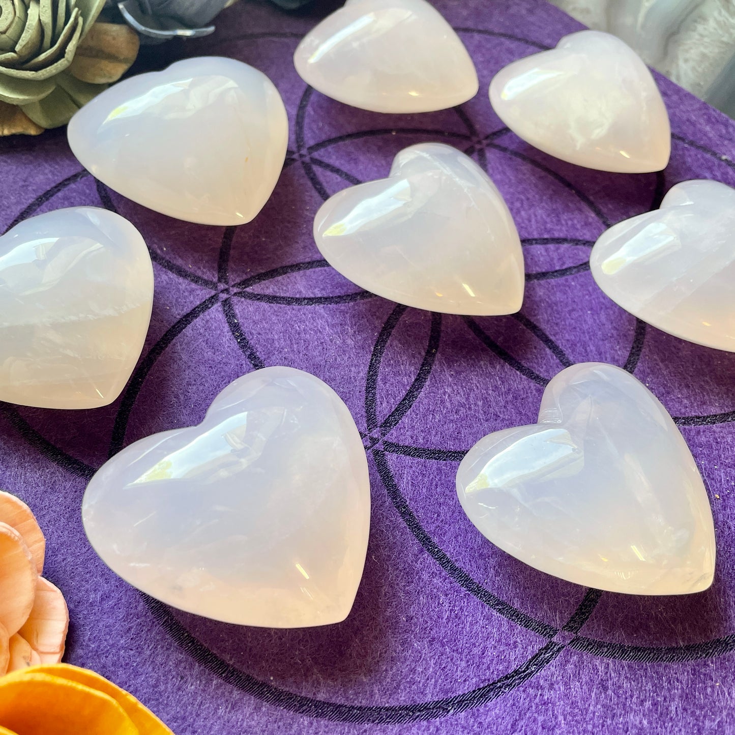 Blue Rose Quartz Puffy Hearts