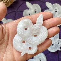 Selenite (Satin Spar) Snake Carving