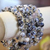 Fire Crackle Agate faceted 8mm beaded bracelet