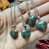Small Bloodstone Heart Necklace