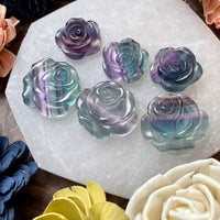 Rainbow Fluorite Carved Rose