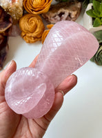 Rose Quartz Cobra Carving