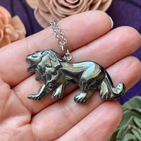 Hematite Lion Carving Necklace