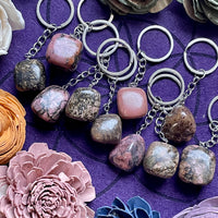 Rhodonite Tumble Stone Keychain