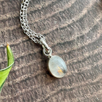 Rainbow Moonstone Small Pendant Sterling Silver Necklace