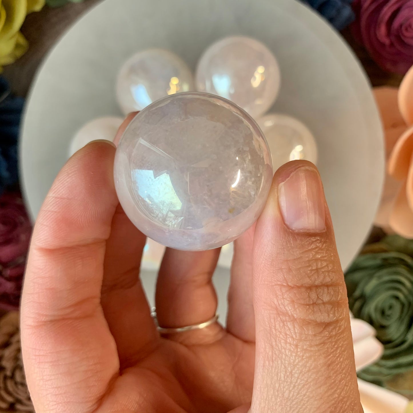 Angel Aura Rose Quartz Sphere