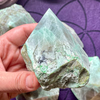 Garnierite (Green Moonstone) Half Polished Point