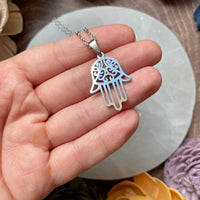 Silver Hamsa Hand Necklace
