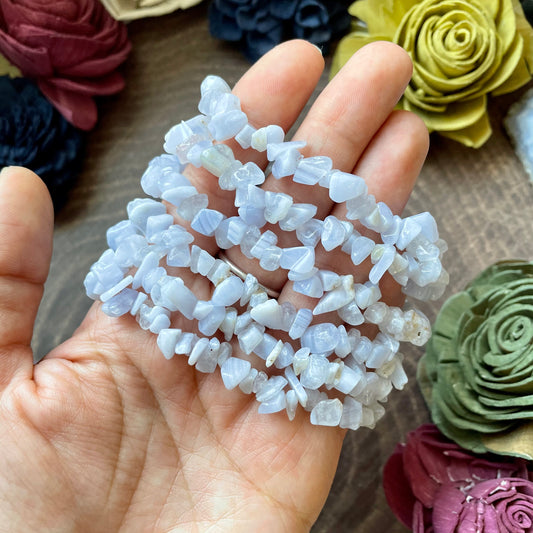 Blue Lace Agate Chip Bead Bracelet