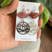Carnelian Lotus Flower Dangling Earrings