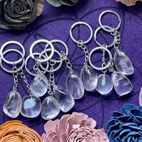 Clear Quartz Tumble Stone Keychain
