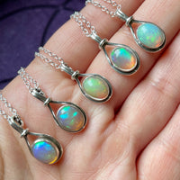 Ethiopian Opal Sterling Silver Pendant Necklace
