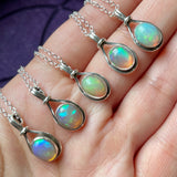 Ethiopian Opal Sterling Silver Pendant Necklace