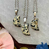 Small Dalmation Jasper Moon Necklace