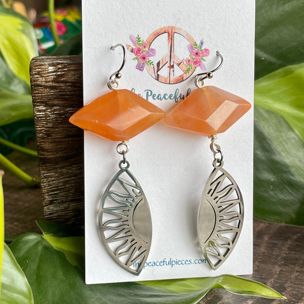 Carnelian Sun Dangling Earrings