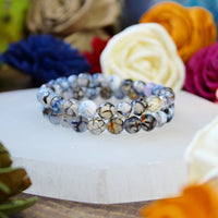 Fire Crackle Agate faceted 8mm beaded bracelet