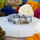 Fire Crackle Agate faceted 8mm beaded bracelet